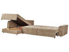 Corner Sofa Bed INNVIK Fabric Brown with Storage 4 Seater Right Hand