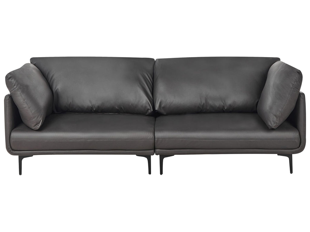 3 Seater Vegan Leather Sofa Black REVSNES