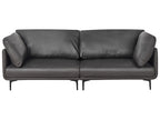 3 Seater Vegan Leather Sofa Black REVSNES