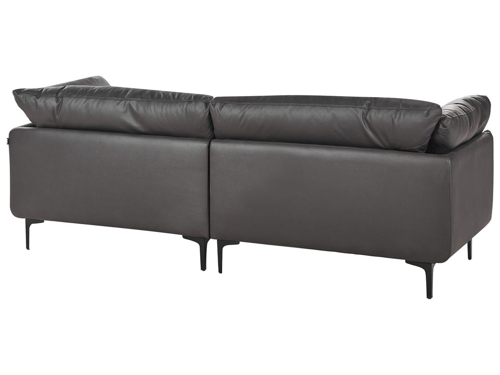 3 Seater Vegan Leather Sofa Black REVSNES
