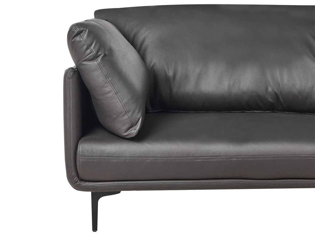 3 Seater Vegan Leather Sofa Black REVSNES
