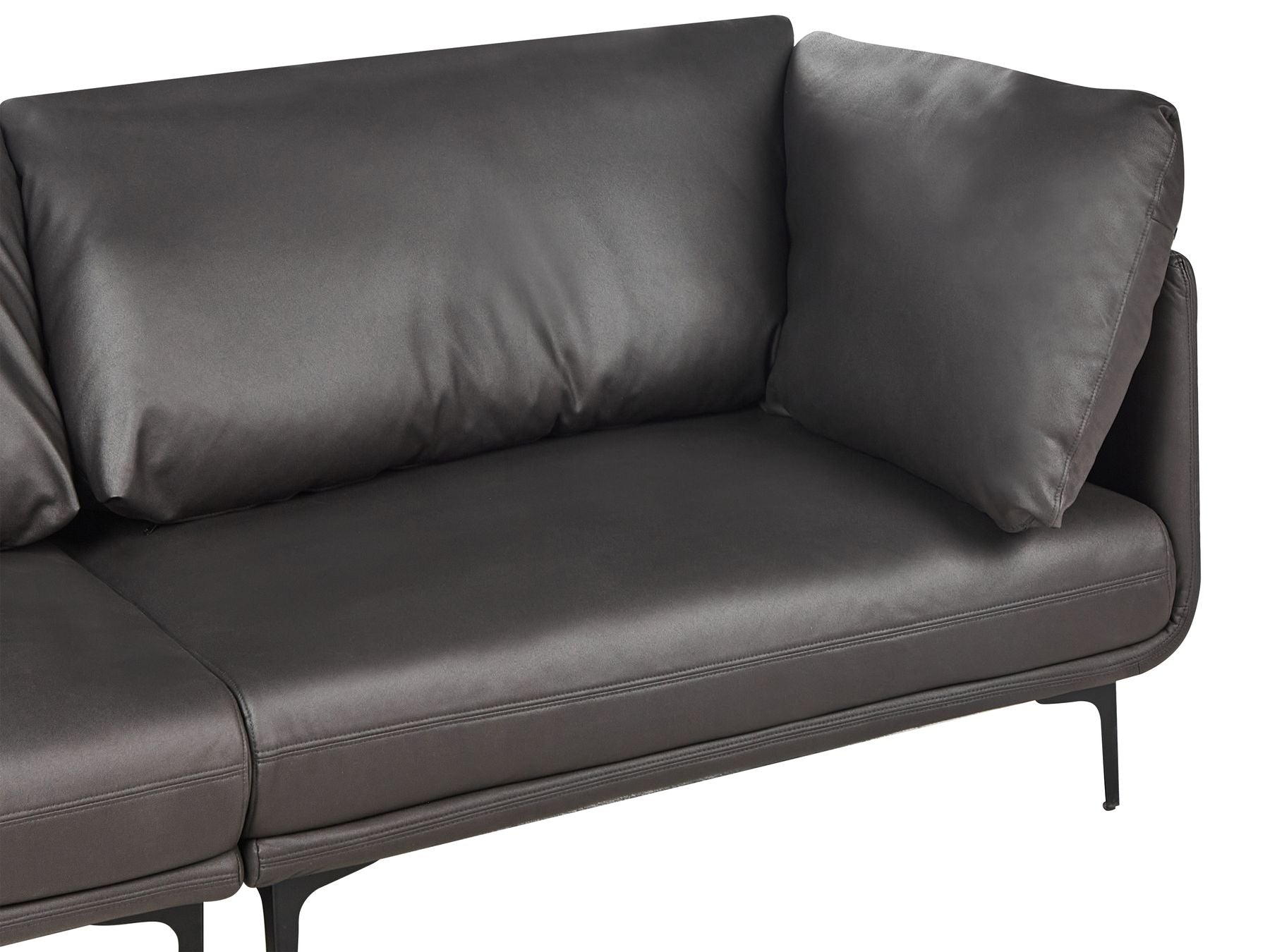 3 Seater Vegan Leather Sofa Black REVSNES