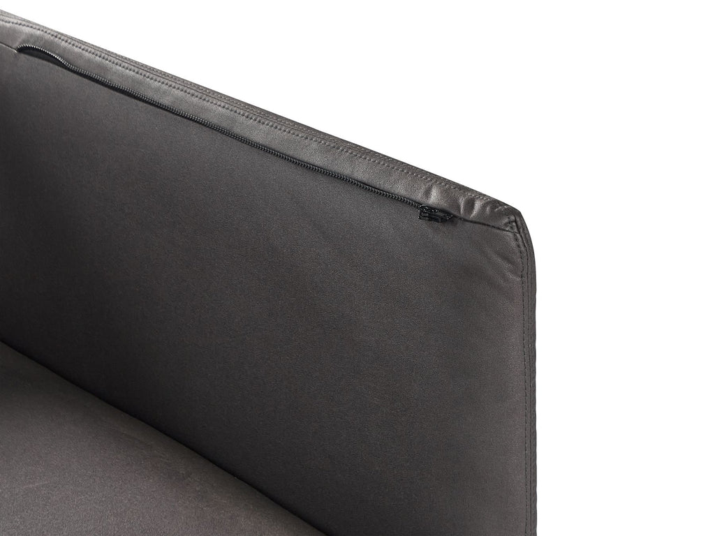 3 Seater Vegan Leather Sofa Black REVSNES