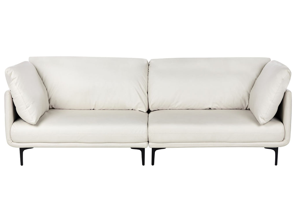 3 Seater Vegan Leather Sofa Off White REVSNES