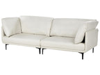 3 Seater Vegan Leather Sofa Off White REVSNES