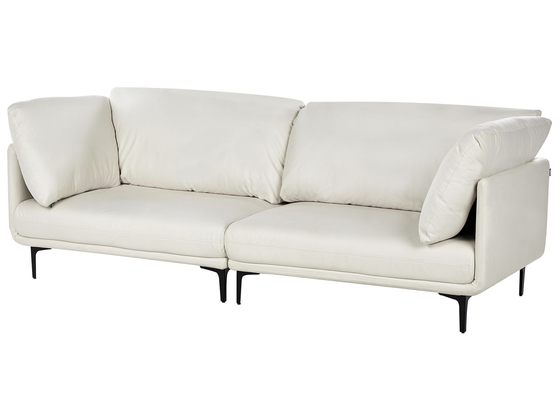 3 Seater Vegan Leather Sofa Off White REVSNES