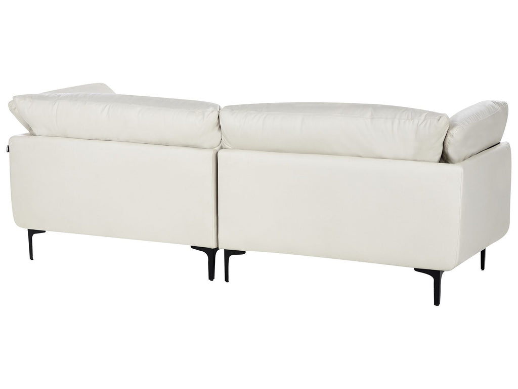 3 Seater Vegan Leather Sofa Off White REVSNES
