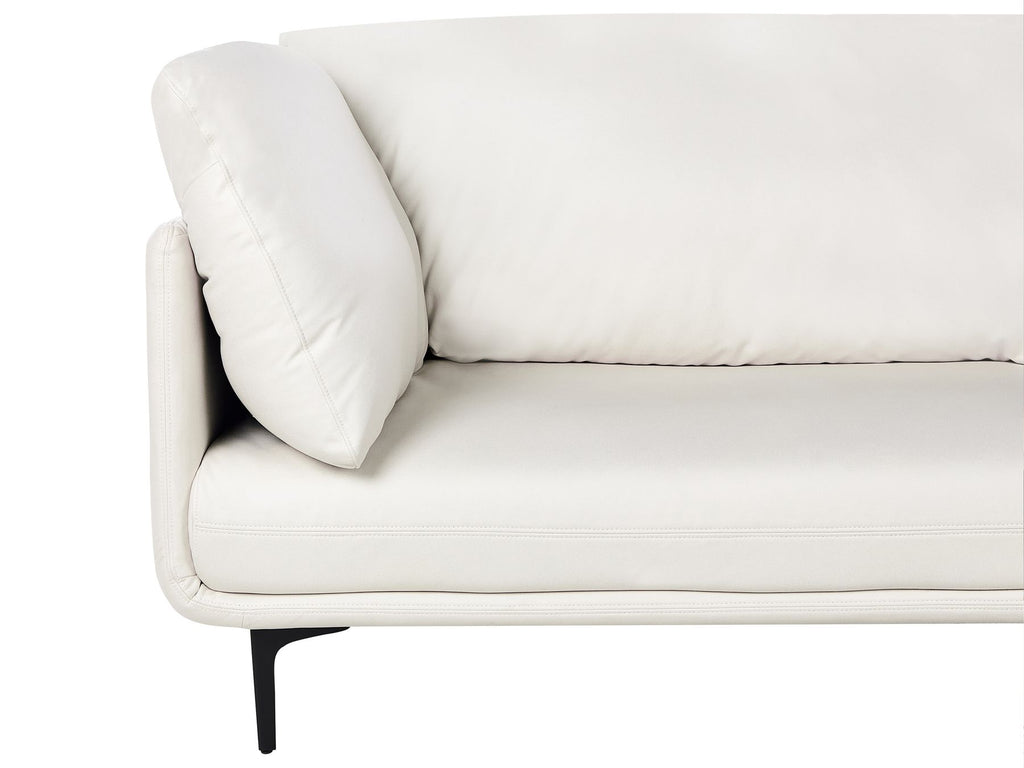 3 Seater Vegan Leather Sofa Off White REVSNES