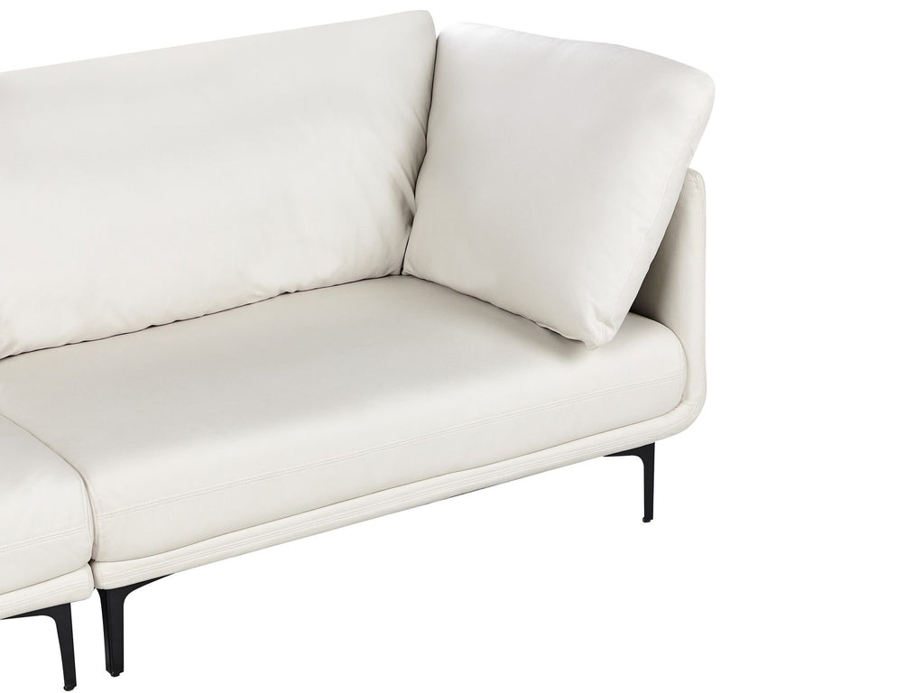 3 Seater Vegan Leather Sofa Off White REVSNES