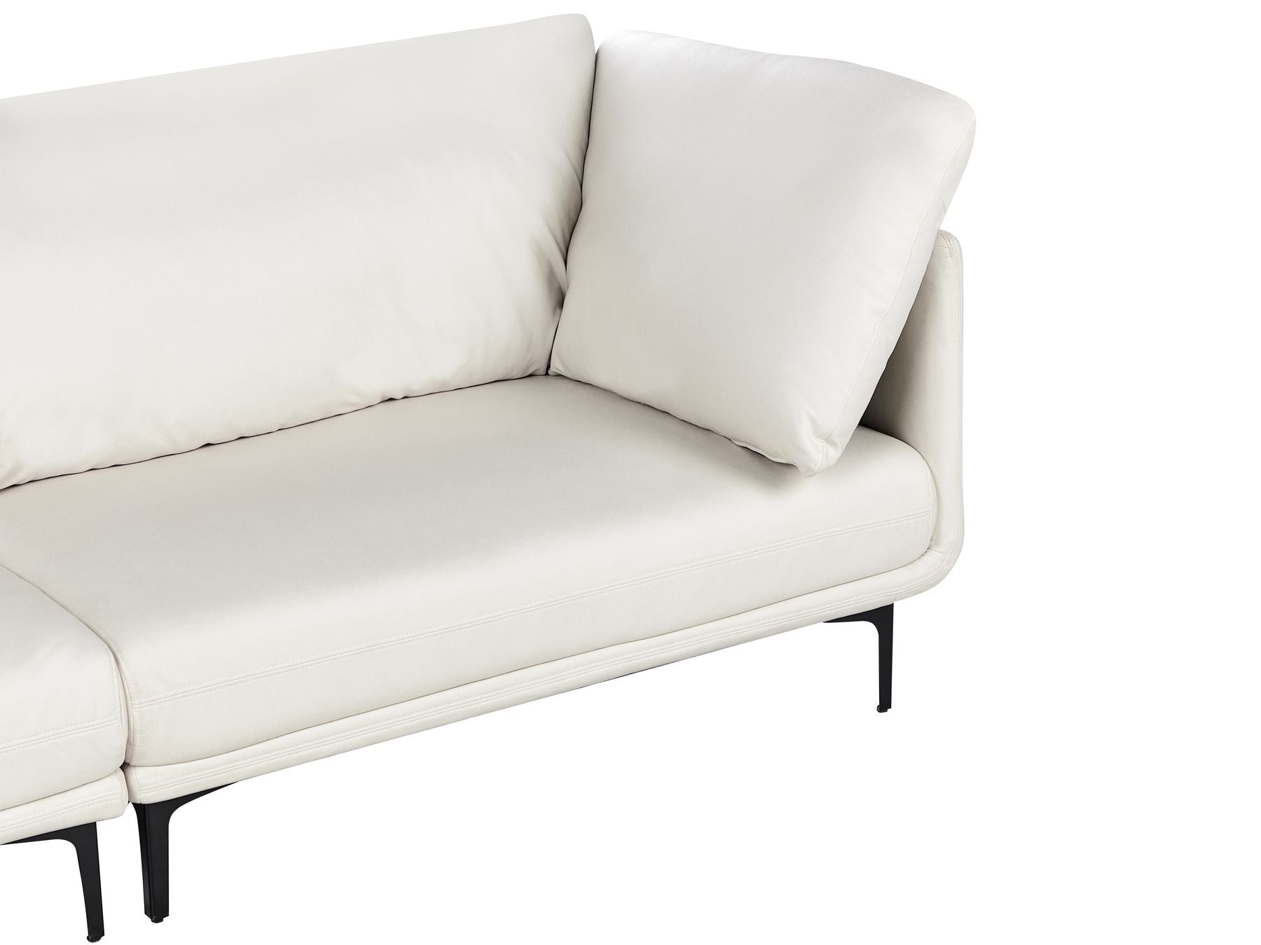 3 Seater Vegan Leather Sofa Off White REVSNES