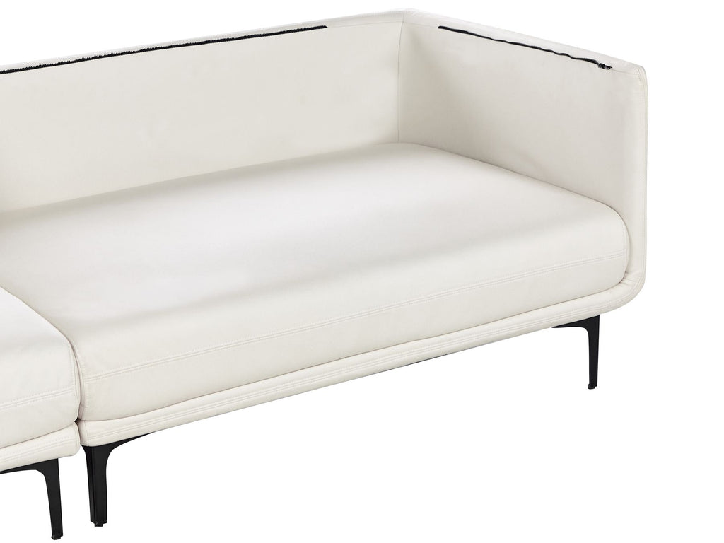 3 Seater Vegan Leather Sofa Off White REVSNES