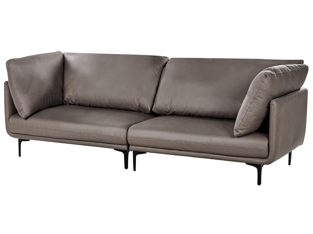 3 Seater Vegan Leather Sofa Brown REVSNES