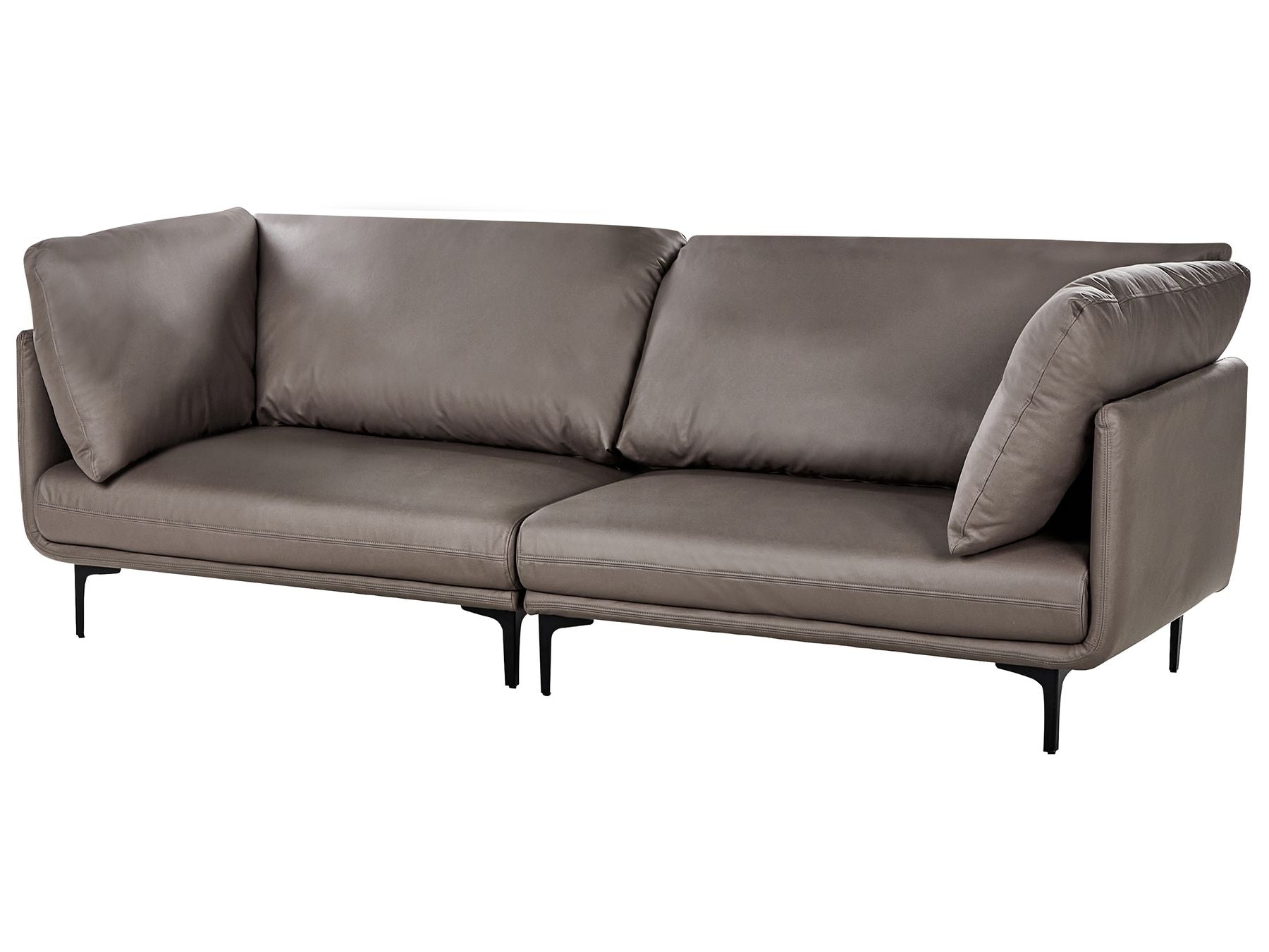 3 Seater Vegan Leather Sofa Brown REVSNES