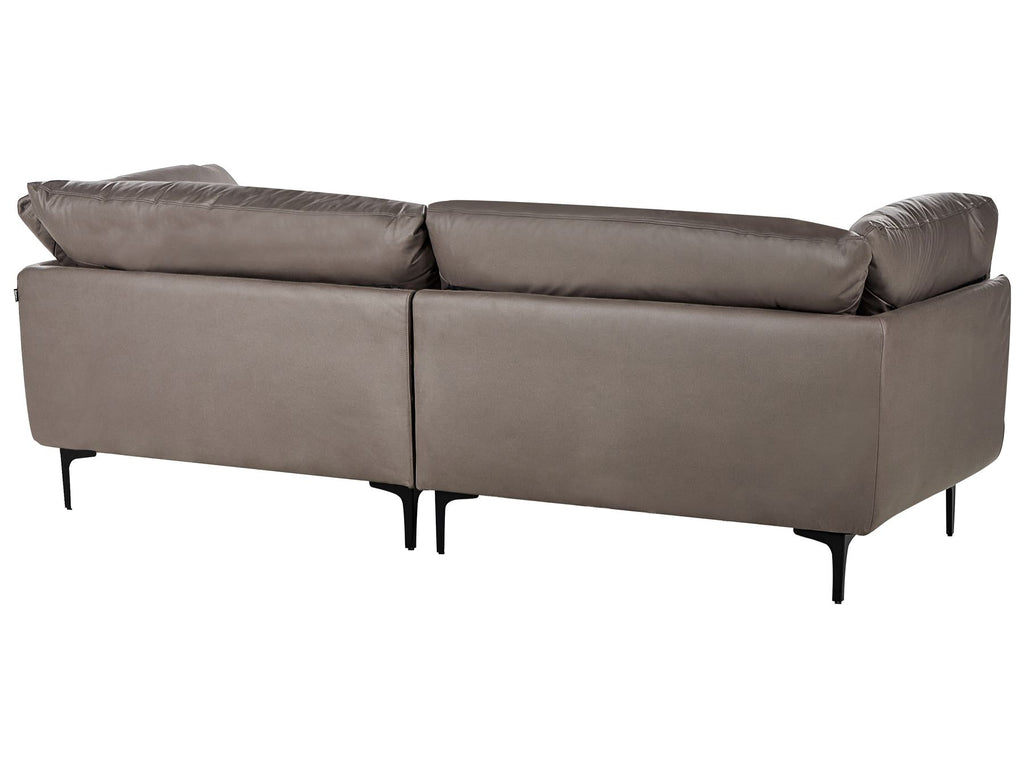 3 Seater Vegan Leather Sofa Brown REVSNES