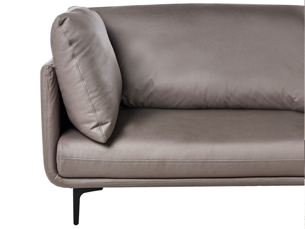 3 Seater Vegan Leather Sofa Brown REVSNES