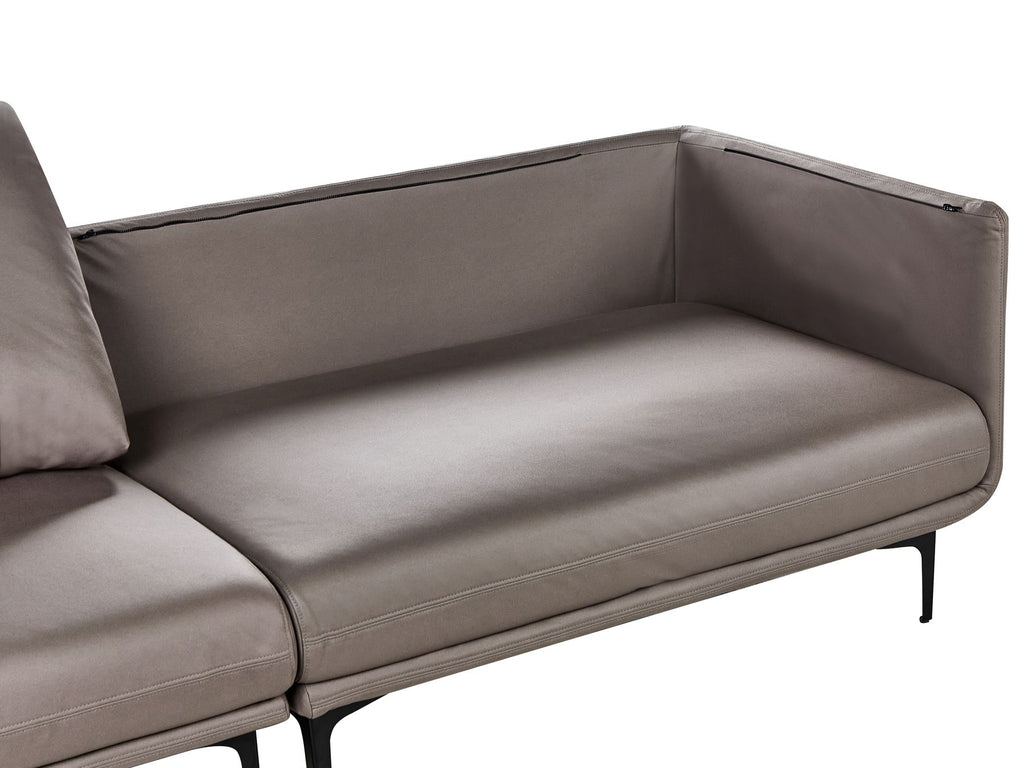 3 Seater Vegan Leather Sofa Brown REVSNES