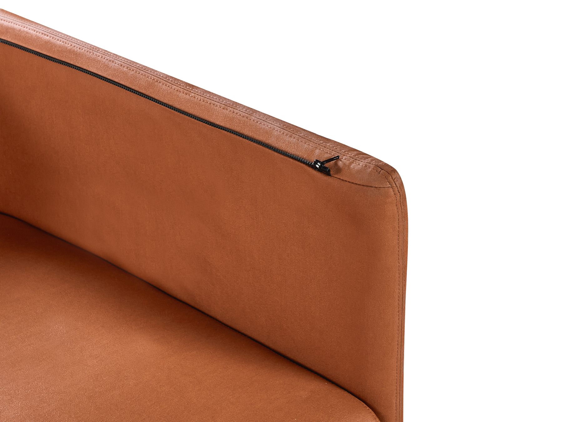 3 Seater Vegan Leather Sofa Golden Brown REVSNES