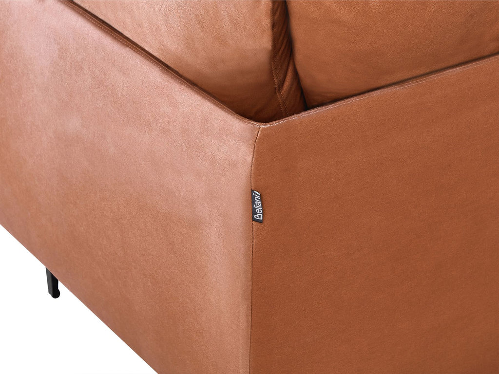 3 Seater Vegan Leather Sofa Golden Brown REVSNES