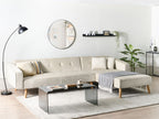 Corner Sofa Bed VADSO Velvet Light Beige 4 Seater Left Hand