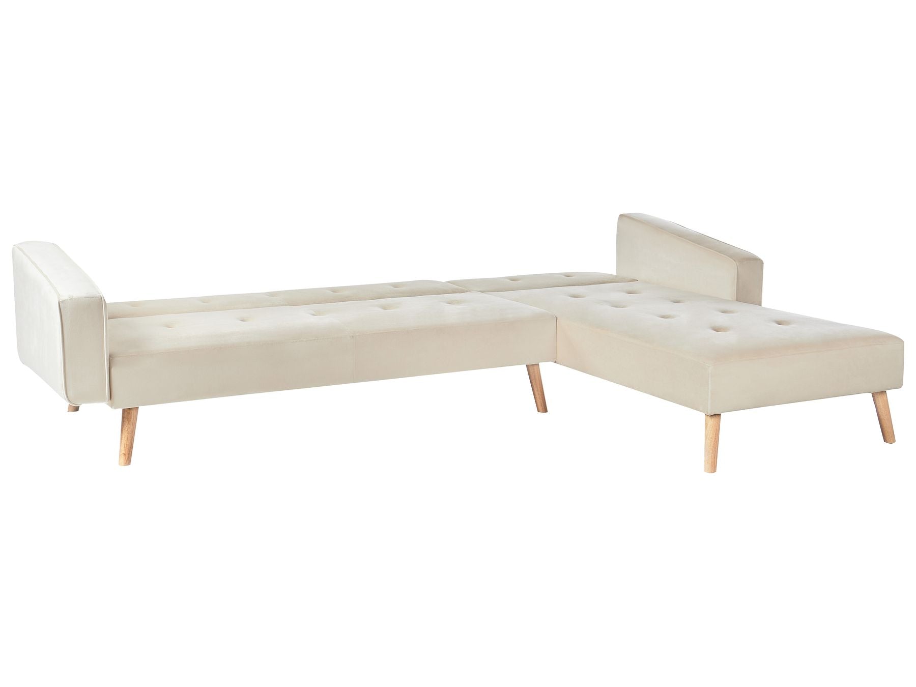 Corner Sofa Bed VADSO Velvet Light Beige 4 Seater Left Hand