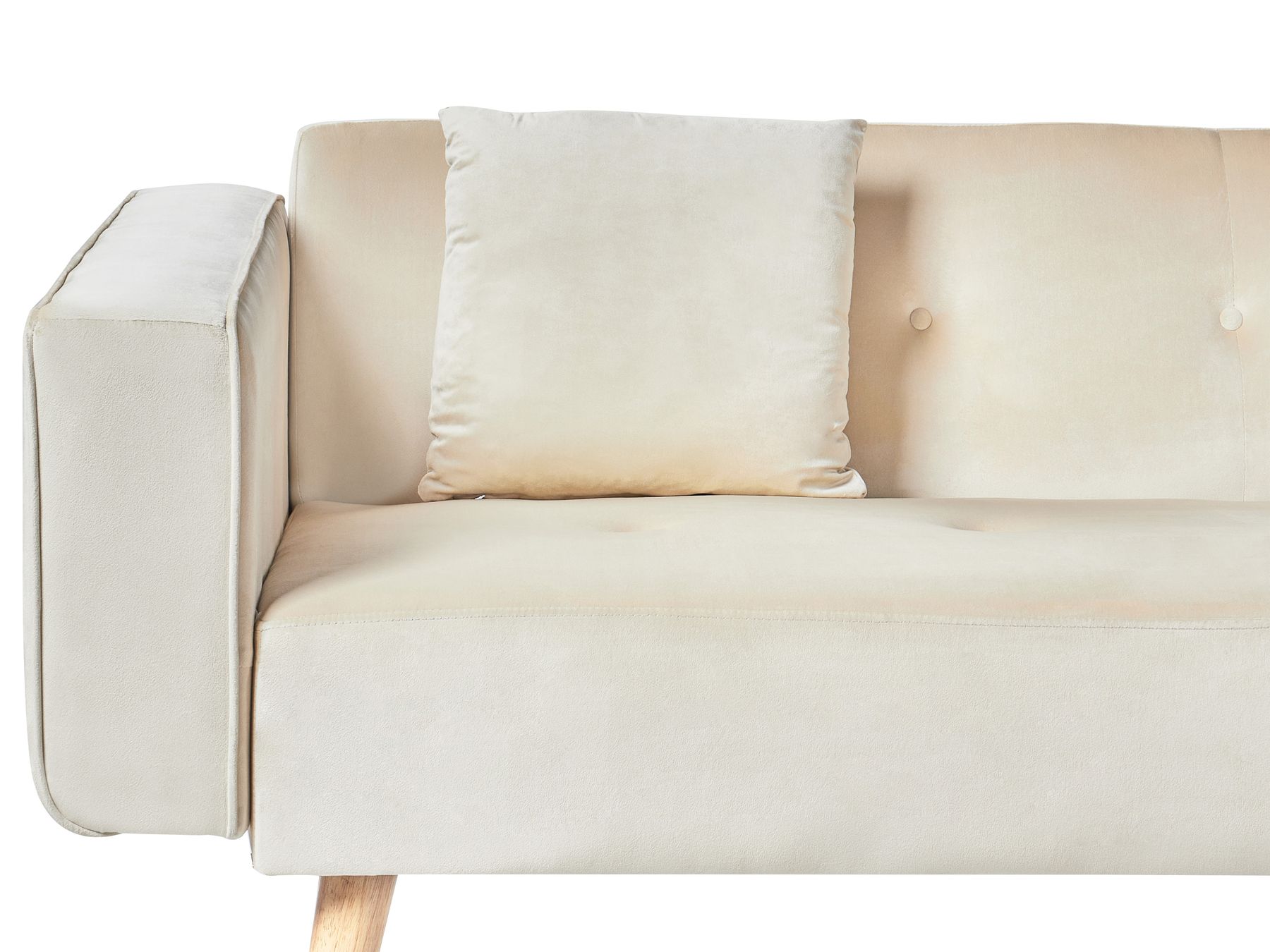 Corner Sofa Bed VADSO Velvet Light Beige 4 Seater Left Hand
