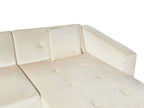 Corner Sofa Bed VADSO Velvet Light Beige 4 Seater Left Hand