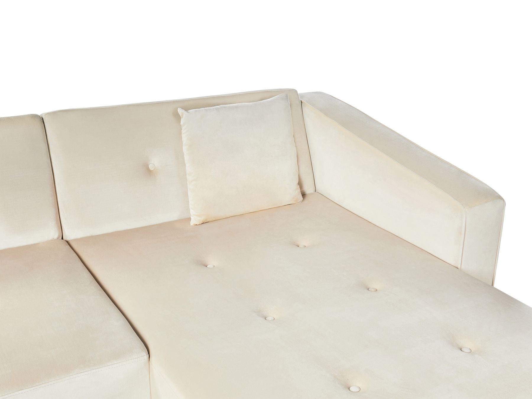 Corner Sofa Bed VADSO Velvet Light Beige 4 Seater Left Hand