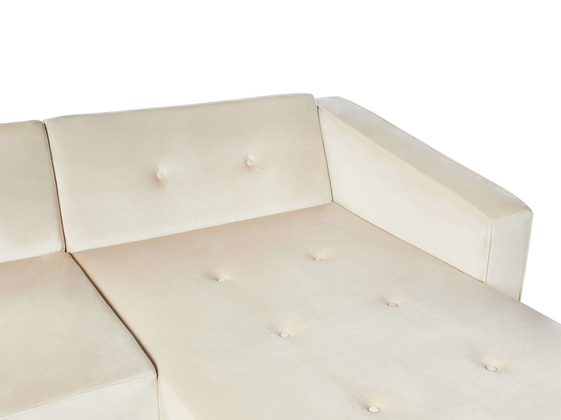 Corner Sofa Bed VADSO Velvet Light Beige 4 Seater Left Hand