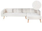 Corner Sofa Bed VADSO Boucle Off-White 4 Seater Left Hand