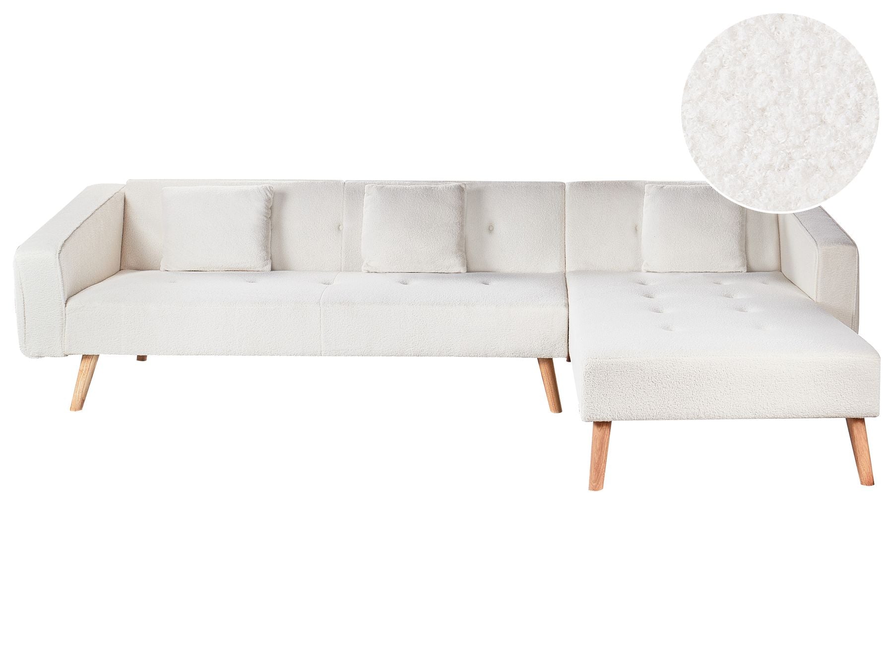 Corner Sofa Bed VADSO Boucle Off-White 4 Seater Left Hand