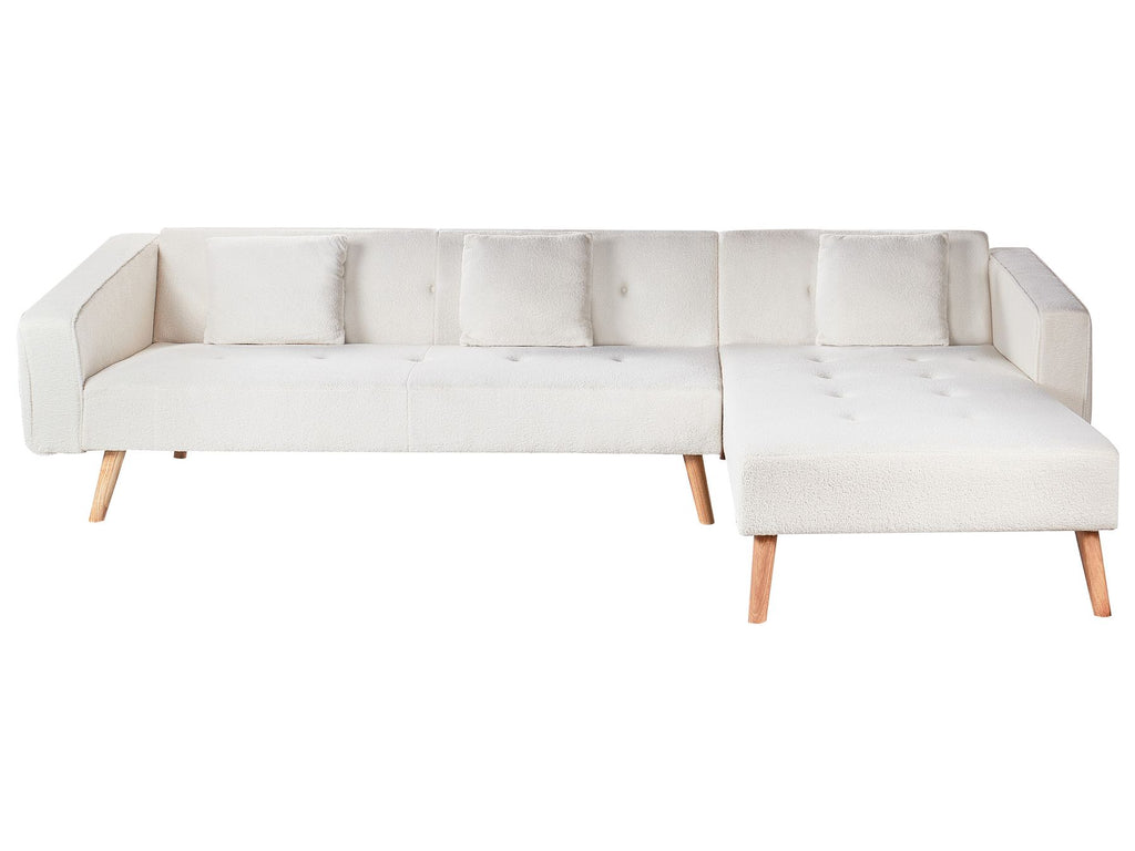 Corner Sofa Bed VADSO Boucle Off-White 4 Seater Left Hand