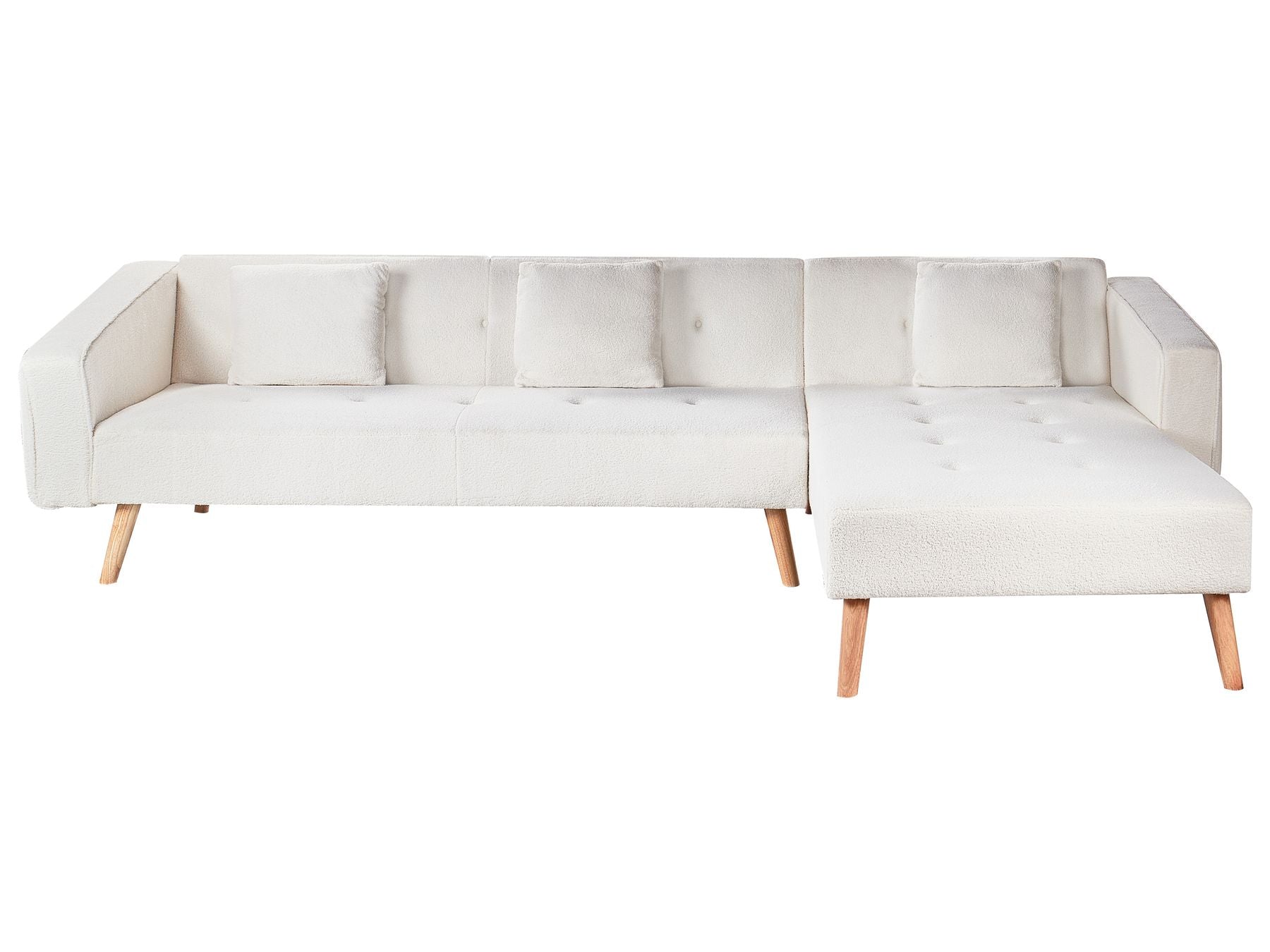 Corner Sofa Bed VADSO Boucle Off-White 4 Seater Left Hand