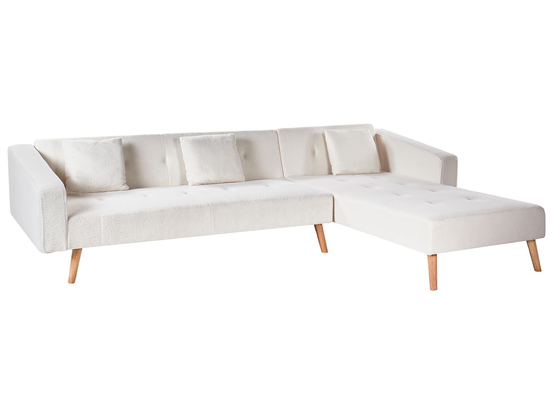 Corner Sofa Bed VADSO Boucle Off-White 4 Seater Left Hand
