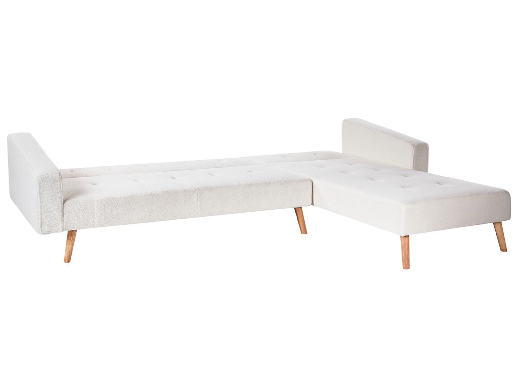 Corner Sofa Bed VADSO Boucle Off-White 4 Seater Left Hand
