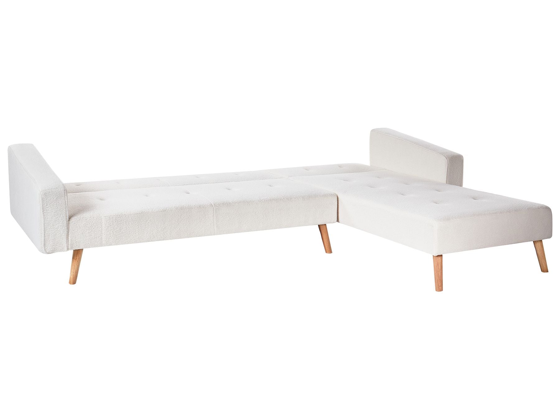 Corner Sofa Bed VADSO Boucle Off-White 4 Seater Left Hand
