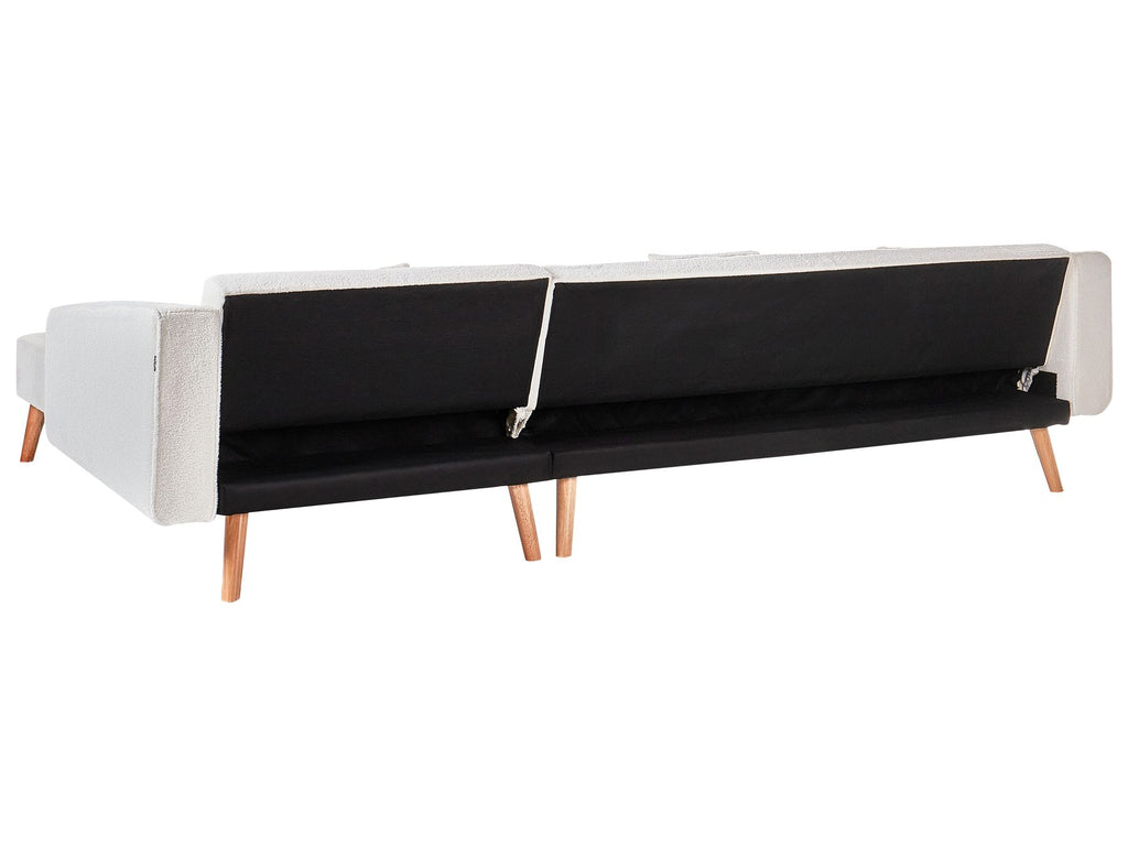 Corner Sofa Bed VADSO Boucle Off-White 4 Seater Left Hand