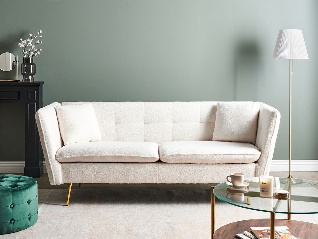 3 Seater Boucle Sofa White FREDERICA