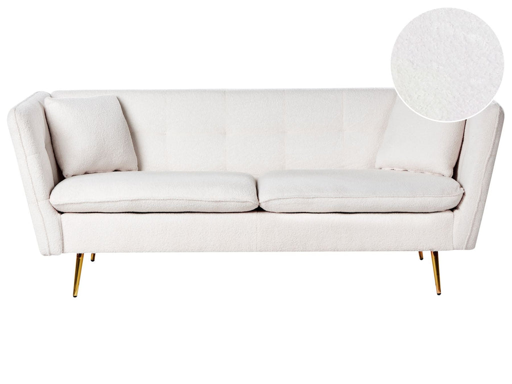 3 Seater Boucle Sofa White FREDERICA