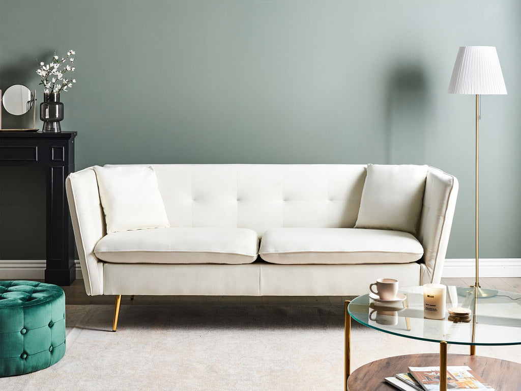 3 Seater Velvet Sofa White FREDERICA