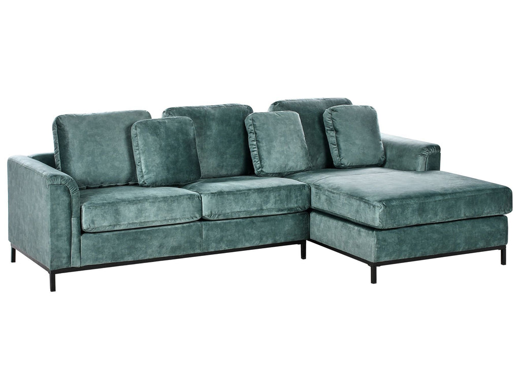 Corner Sofa OSLO Velvet Teal 4 Seater Left Hand