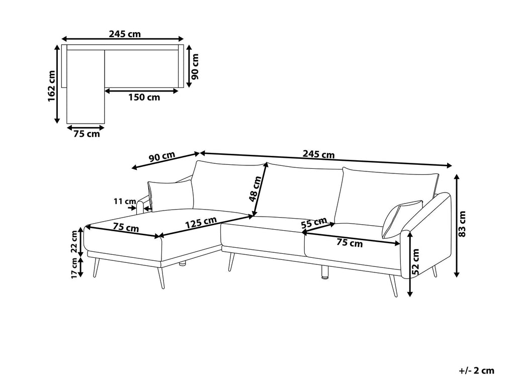 Right Hand Fabric Corner Sofa Off White VARDE