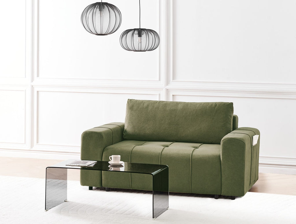Sofa Bed INNVIK Fabric Green with Storage 2 Seater