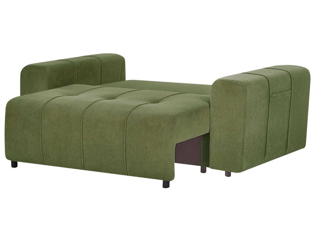 Sofa Bed INNVIK Fabric Green with Storage 2 Seater