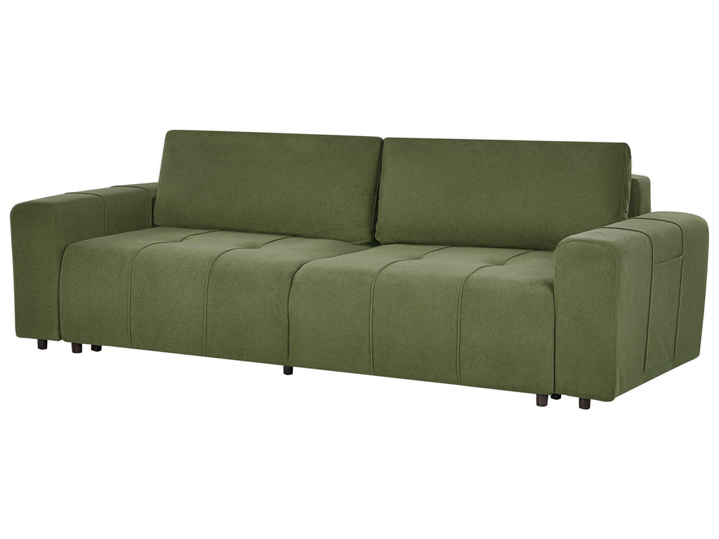 Sofa Bed INNVIK Fabric Green with Storage 3 Seater