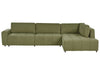 Corner Sofa Bed Fabric Green with Storage 4 Seater Left Hand