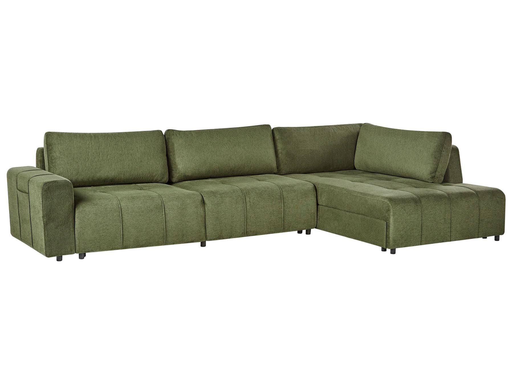 Corner Sofa Bed INNVIK Fabric Green with Storage 4 Seater Left Hand