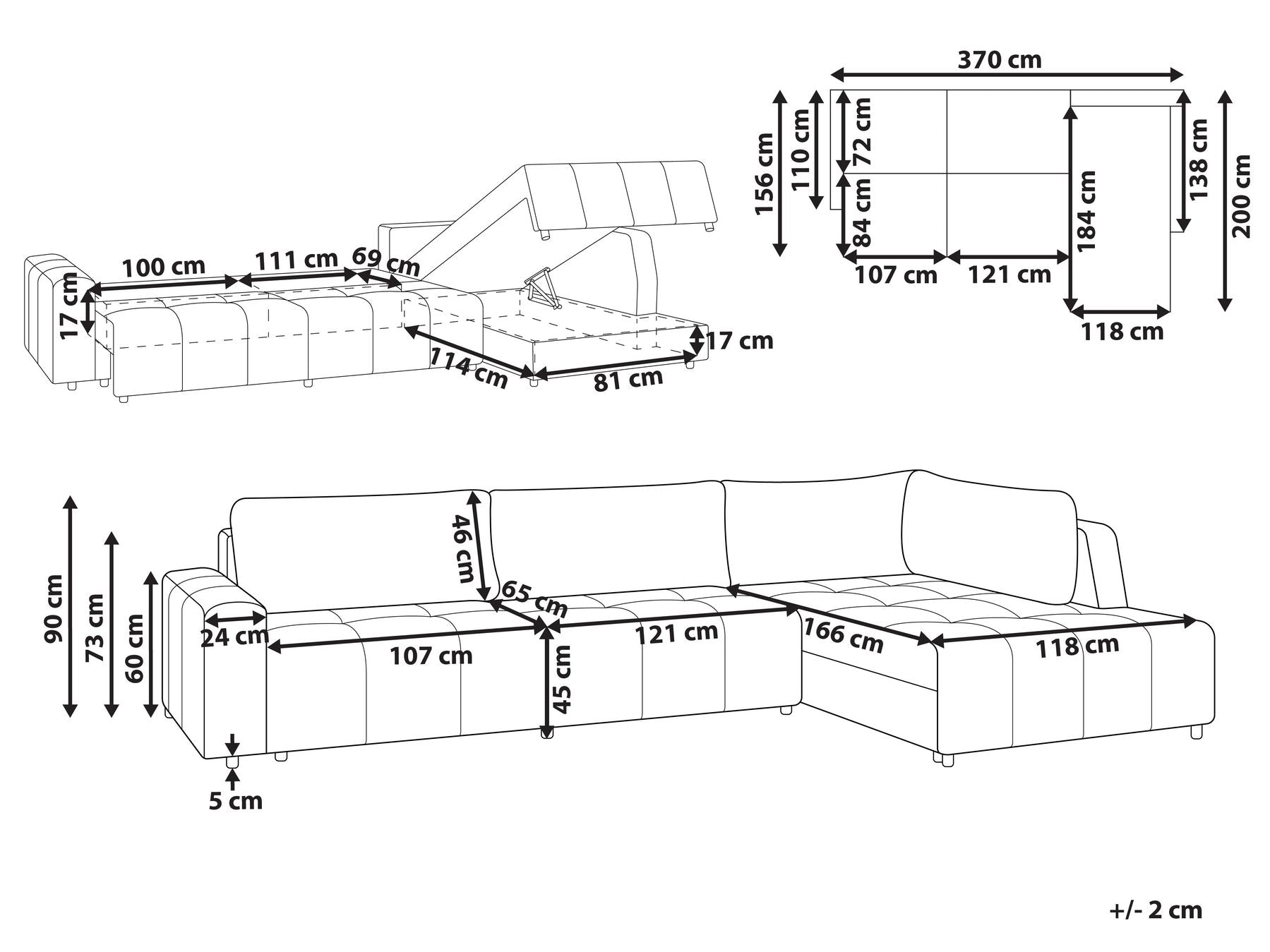 Corner Sofa Bed INNVIK Fabric Green with Storage 4 Seater Left Hand