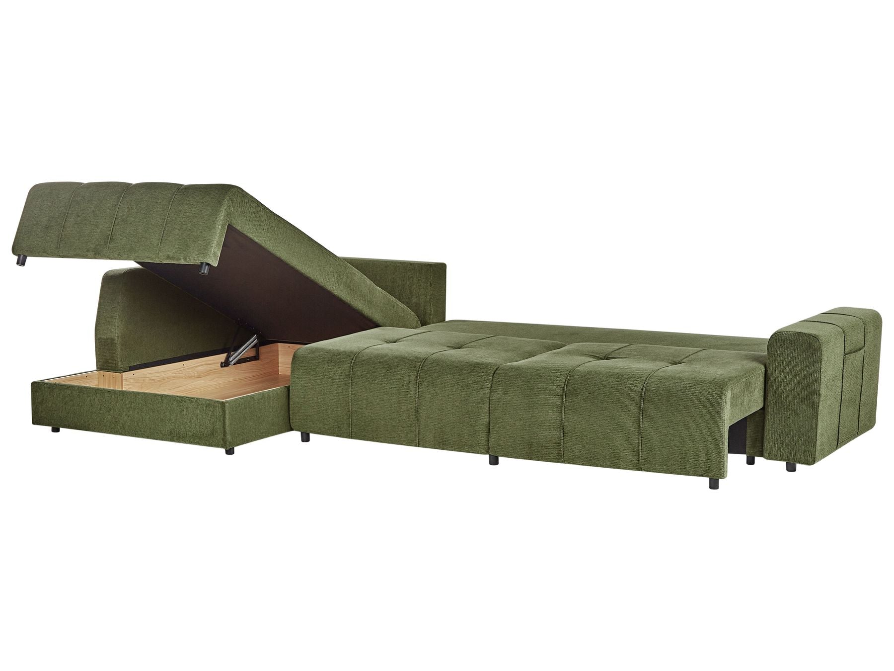 Corner Sofa Bed INNVIK Fabric Green 4 Seater Right Hand