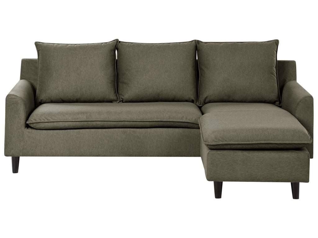 Corner Sofa ELVENES Fabric Dark Green 3 Seater Left Hand