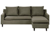 Corner Sofa Fabric Dark Green 3 Seater Left Hand